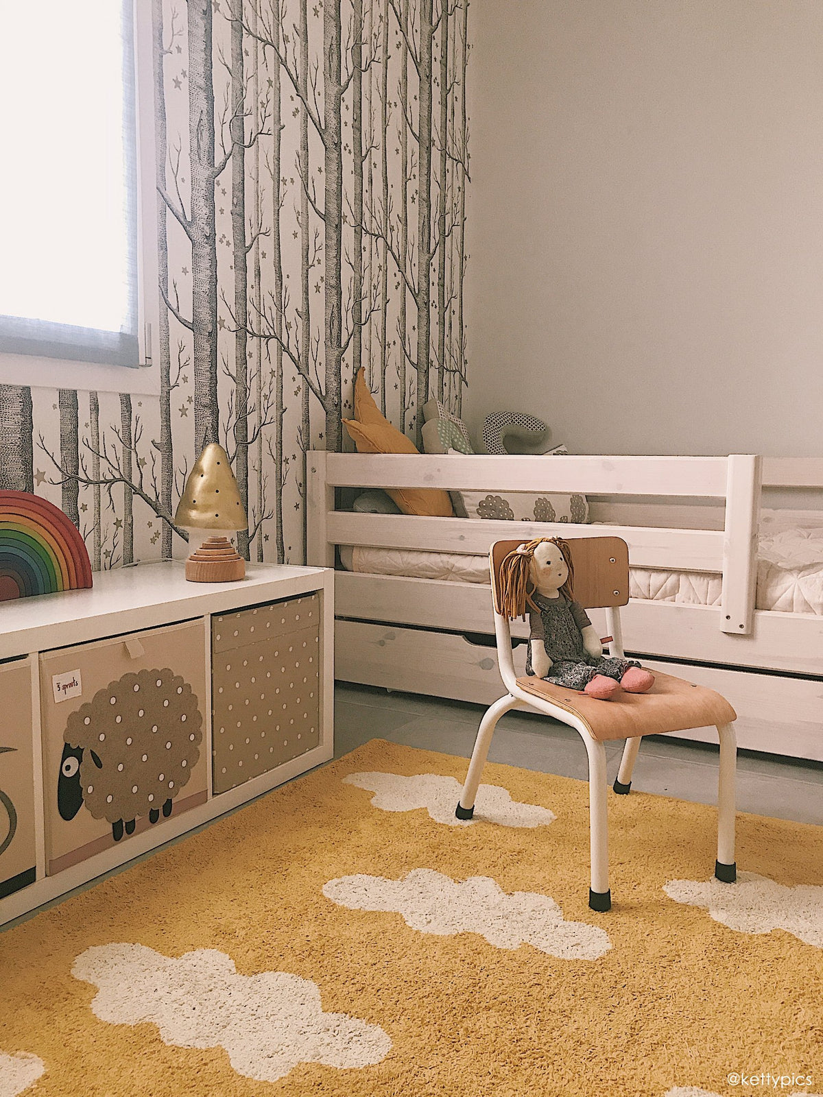 Washable Rug Clouds, Mustard - Le Petit Marché Home Furniture