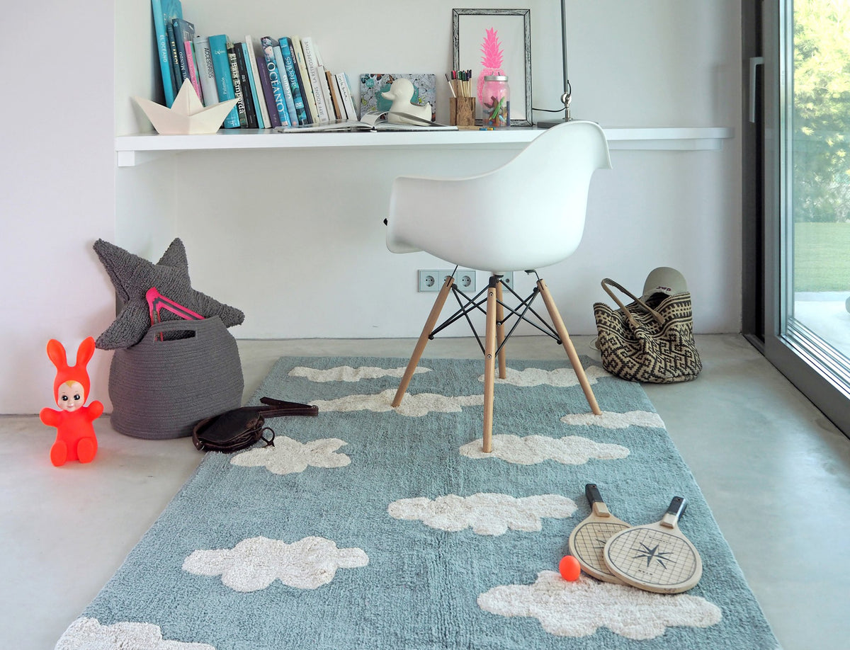Washable Rug Clouds, Vintage Blue - Le Petit Marché Home Furniture