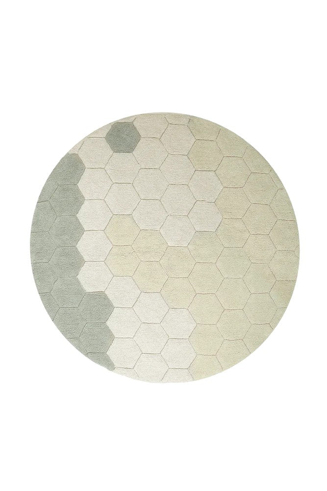 Washable Rug Round Honeycomb, Blue Sage - Le Petit Marché Home Furniture