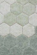 Washable Rug Round Honeycomb, Blue Sage - Le Petit Marché Home Furniture