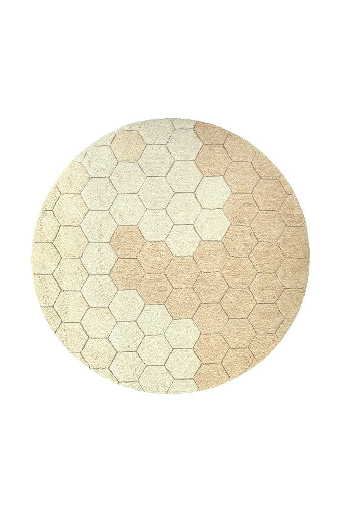 Washable Rug Round Honeycomb, Golden - Le Petit Marché Home Furniture
