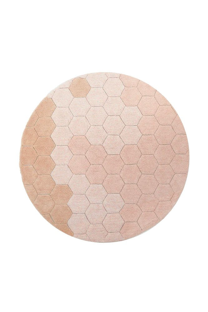 Washable Rug Round Honeycomb, Rose - Le Petit Marché Home Furniture