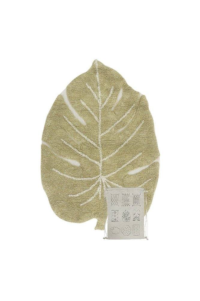 Washable Rug Mini Monstera Olive - Le Petit Marché Home Furniture