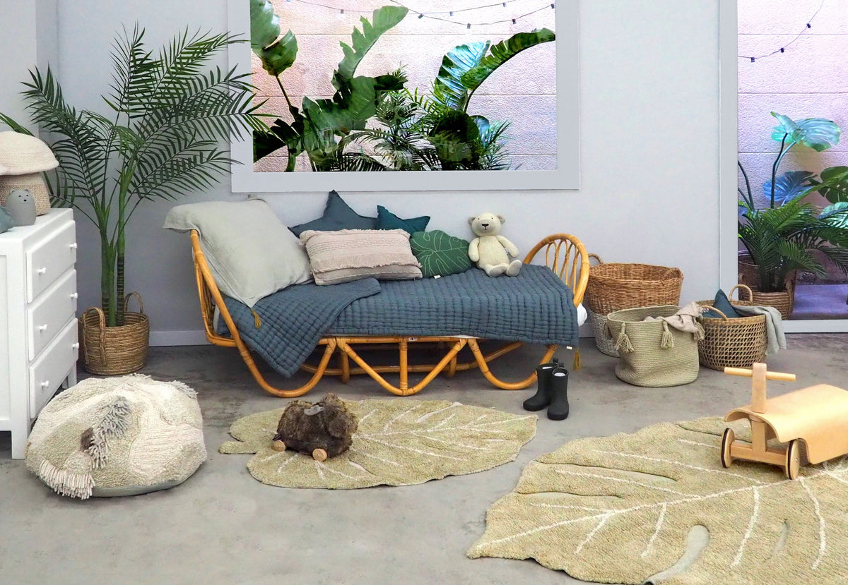 Washable Rug Mini Monstera Olive - Le Petit Marché Home Furniture