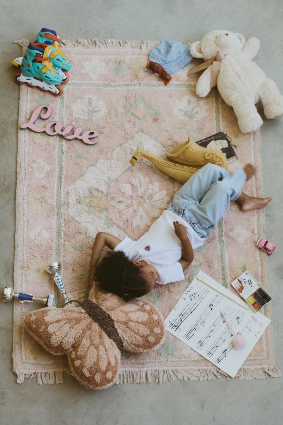 Washable Rug Persian, Pink - Le Petit Marché Home Furniture