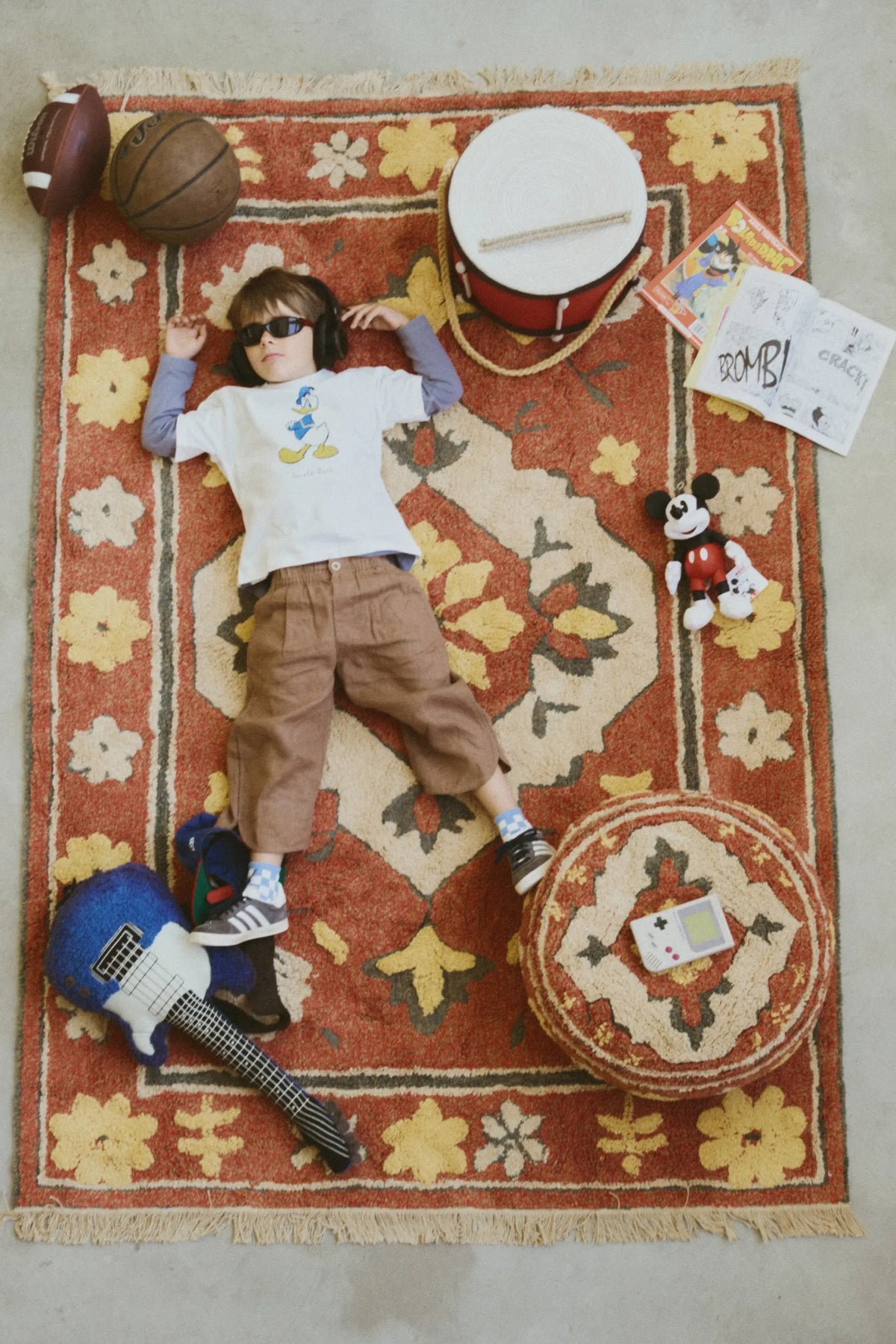 Washable Rug Persian, Red - Le Petit Marché Home Furniture