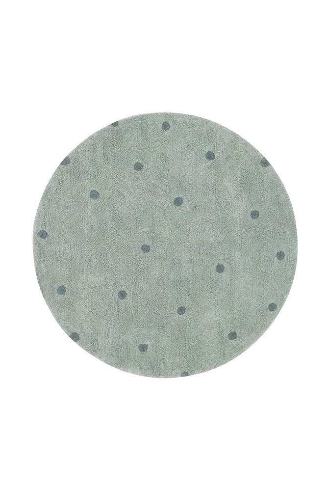 Washable Rug Round Dot, Blue Sage - Le Petit Marché Home Furniture
