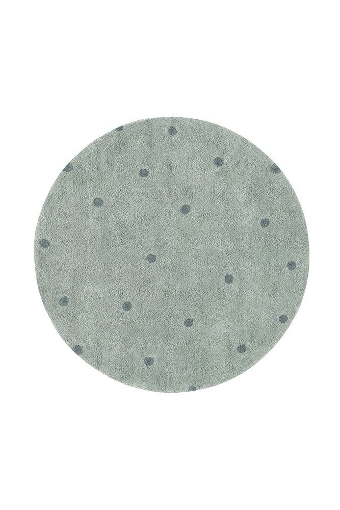 Washable Rug Round Dot, Blue Sage - Le Petit Marché Home Furniture