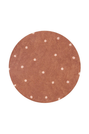 Washable Rug Round Dot, Chestnut - Le Petit Marché Home Furniture