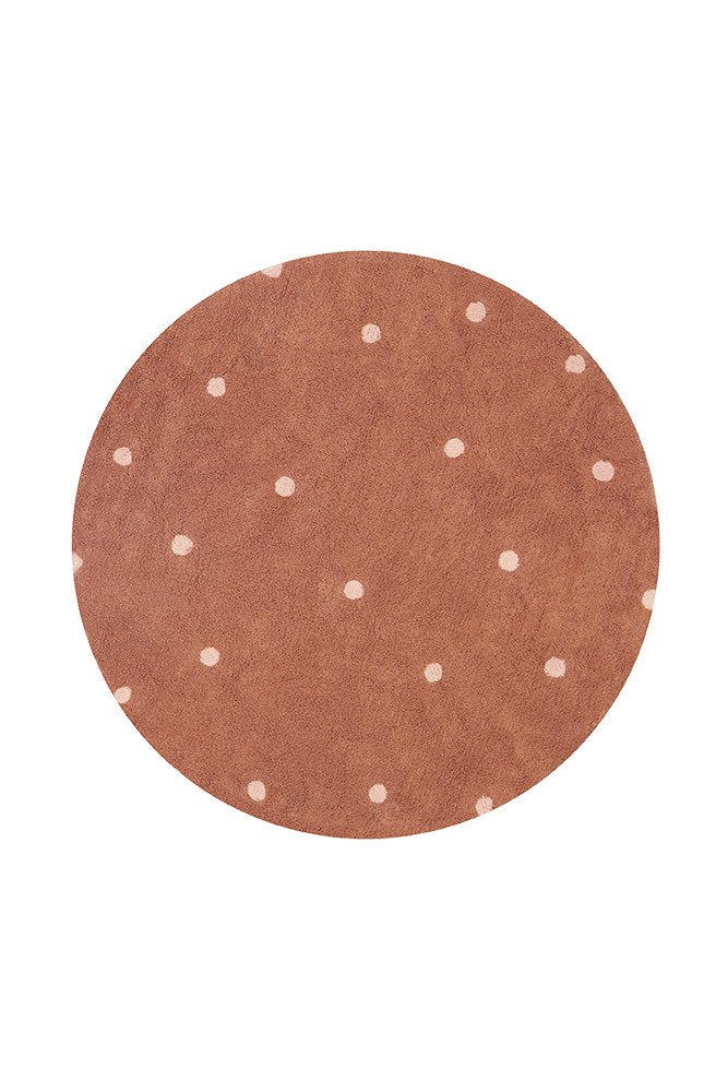 Washable Rug Round Dot, Chestnut - Le Petit Marché Home Furniture