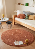 Washable Rug Round Dot, Chestnut - Le Petit Marché Home Furniture