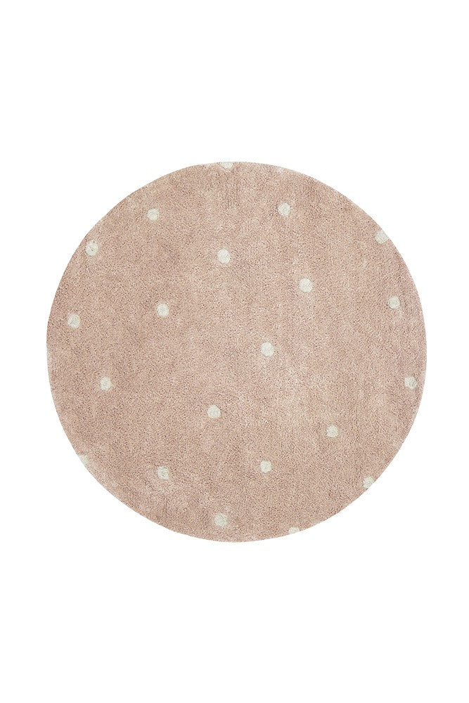 Washable Rug Round Dot, Rose - Le Petit Marché Home Furniture