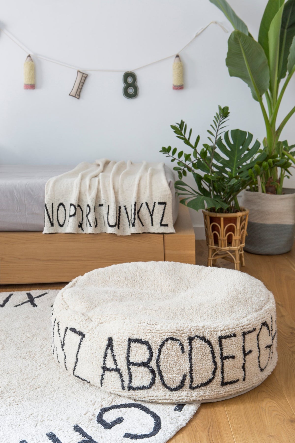 Pouf ABC, Natural/Black - Le Petit Marché Home Furniture
