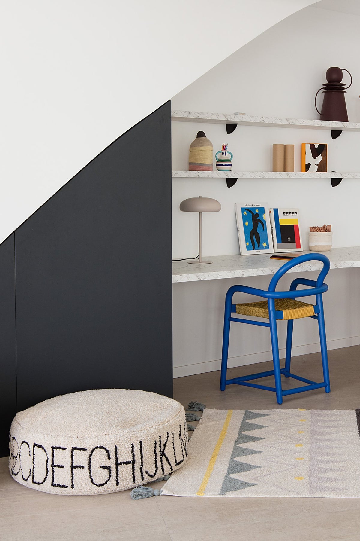 Pouf ABC, Natural/Black - Le Petit Marché Home Furniture