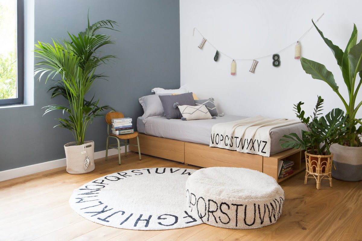 Pouf ABC, Natural/Black - Le Petit Marché Home Furniture