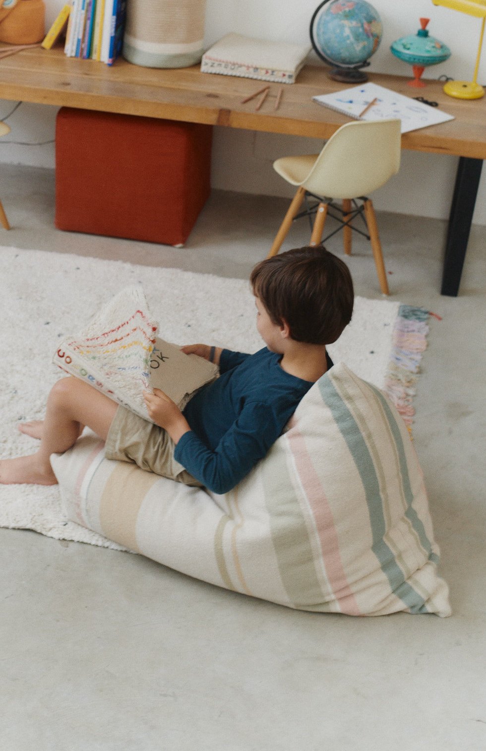 Pouf Cleo multi stripe - Le Petit Marché Home Furniture