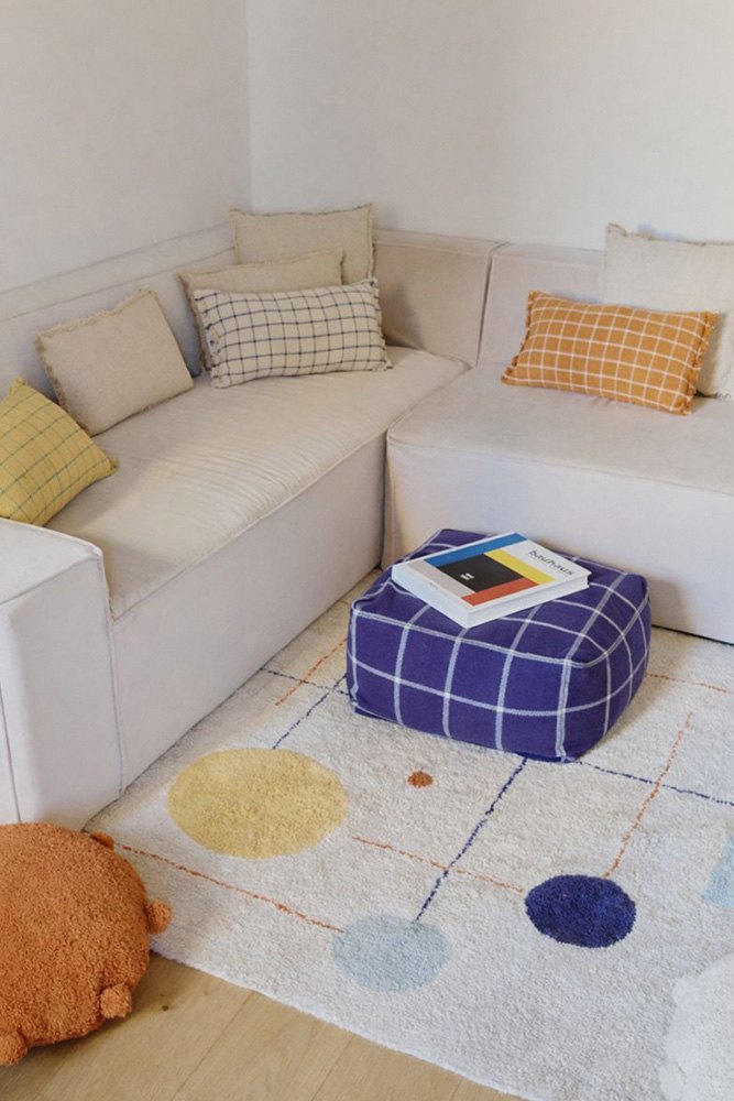Pouf Geo Block Navy Blue - Le Petit Marché Home Furniture