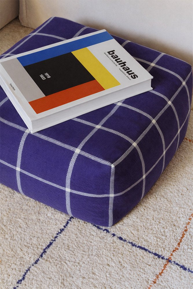 Pouf Geo Block Navy Blue - Le Petit Marché Home Furniture