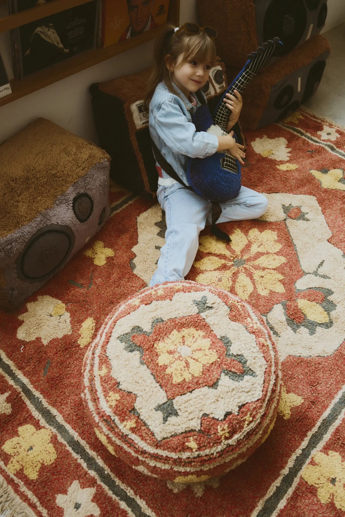 Pouf Persian, Red - Le Petit Marché Home Furniture