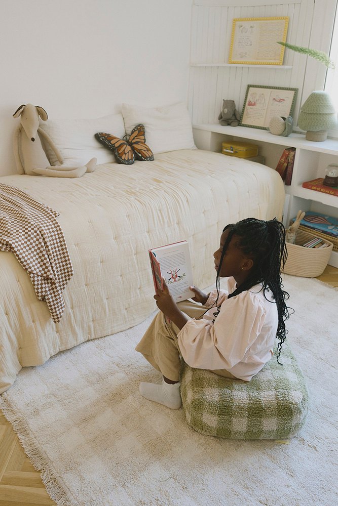 Pouf Vichy Matcha - Le Petit Marché Home Furniture