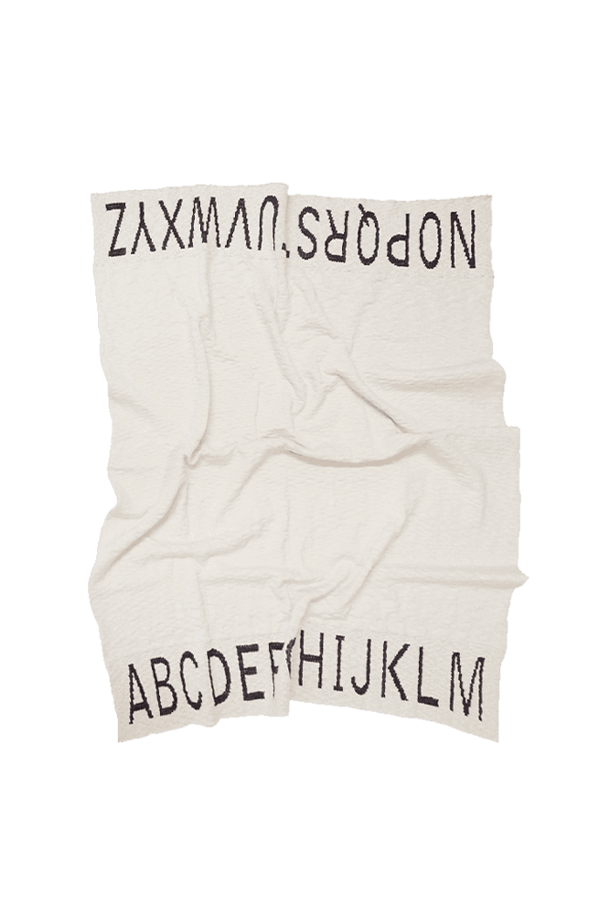 Knitted Blanket ABC, Natural/Black - Le Petit Marché Home Furniture