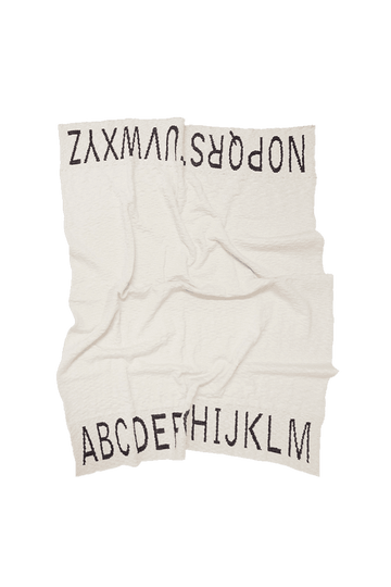 Knitted Blanket ABC, Natural/Black - Le Petit Marché Home Furniture