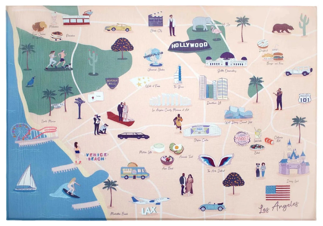 Los Angeles Playmat, City Tour Collection 100% TPU Foam Reversible Mat - LPM Home