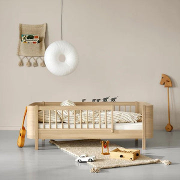 Mini+ low bunk bed to 2 junior beds, oak - Le Petit Marché Home Furniture