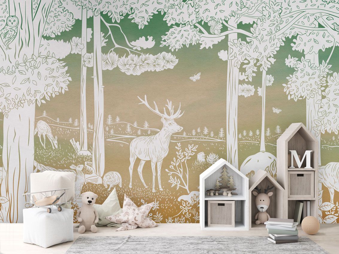 Monochrome Forest - Green Sky - Le Petit Marché Home Furniture
