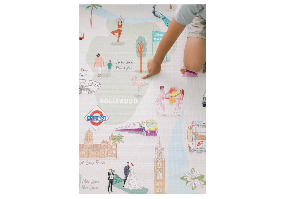 Mumbai Playmat, City Tour Collection 100% TPU Foam Reversible Mat - LPM Home