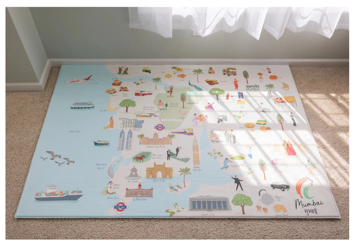 Mumbai Playmat, City Tour Collection 100% TPU Foam Reversible Mat - LPM Home