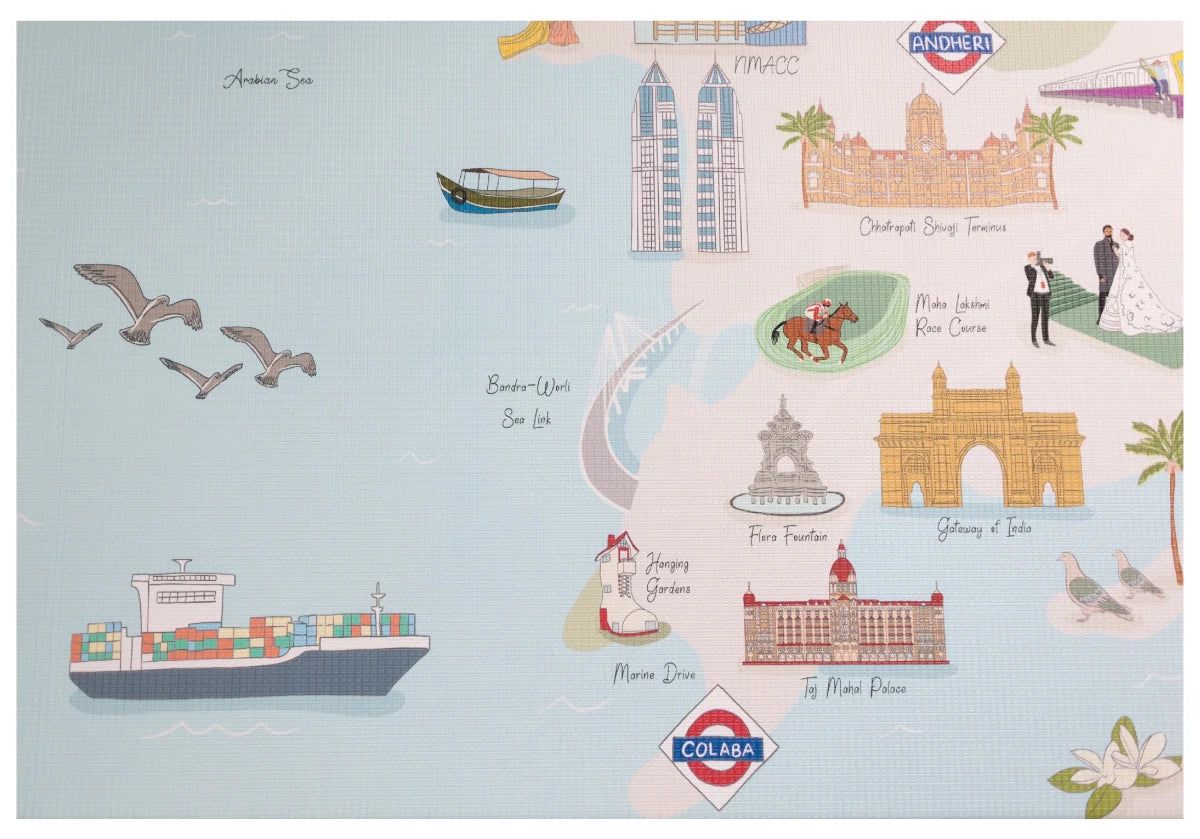 Mumbai Playmat, City Tour Collection 100% TPU Foam Reversible Mat - LPM Home