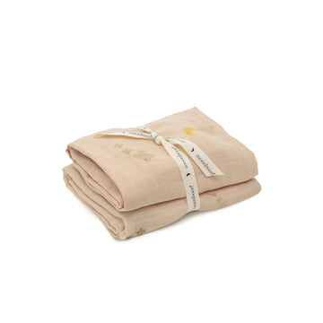Organic Muslins, 2 - Pack, Over the Moon Rose - Le Petit Marché Home Furniture
