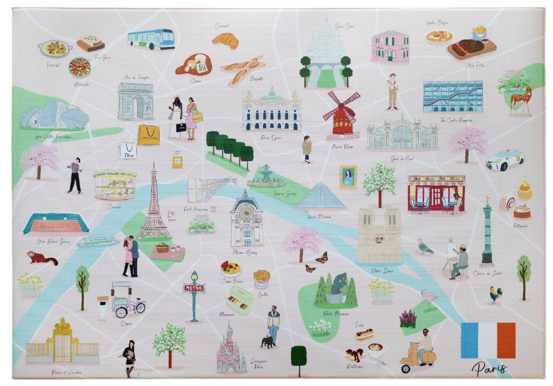 Paris Playmat, City Tour Collection 100% TPU Foam Reversible Mat - LPM Home