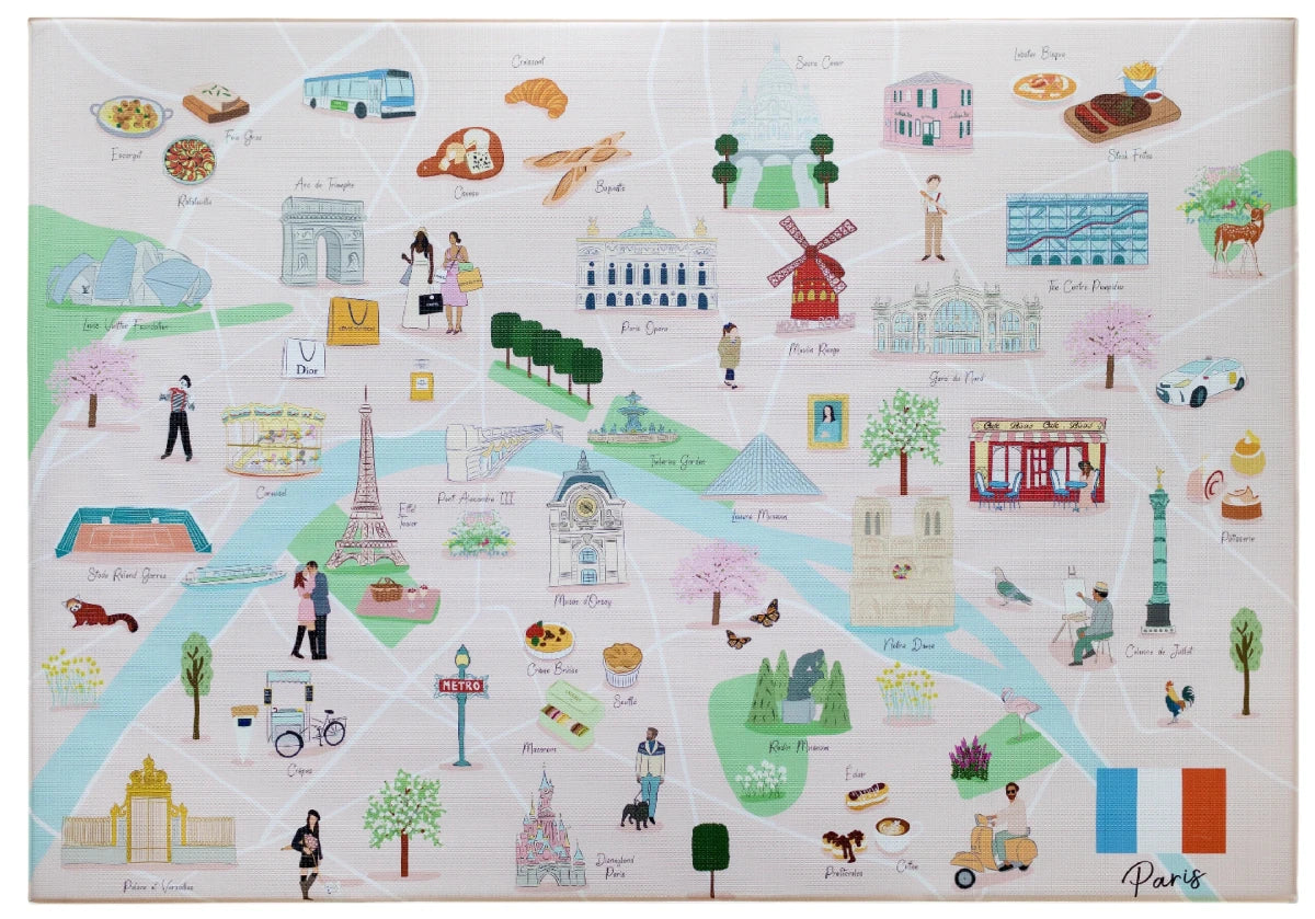 Paris Playmat, City Tour Collection 100% TPU Foam Reversible Mat - LPM Home