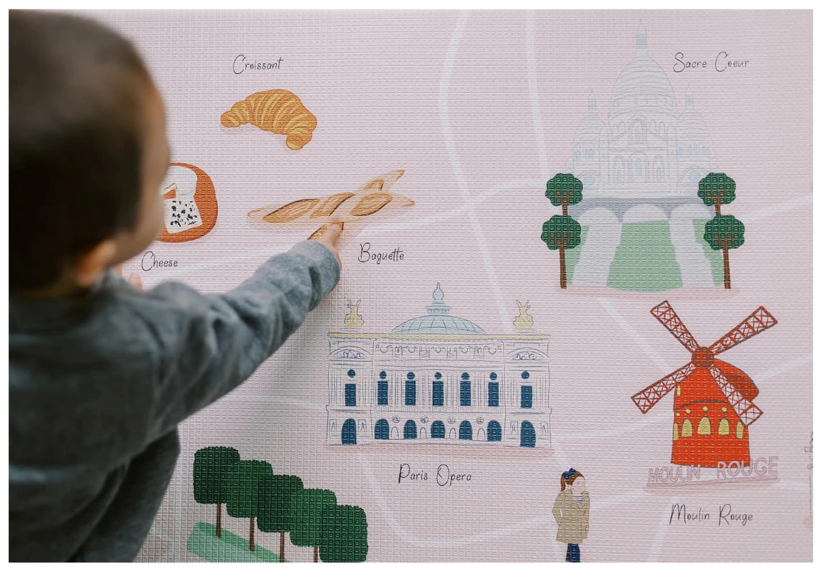 Paris Playmat, City Tour Collection 100% TPU Foam Reversible Mat - LPM Home