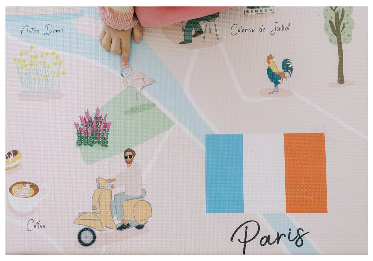 Paris Playmat, City Tour Collection 100% TPU Foam Reversible Mat - LPM Home