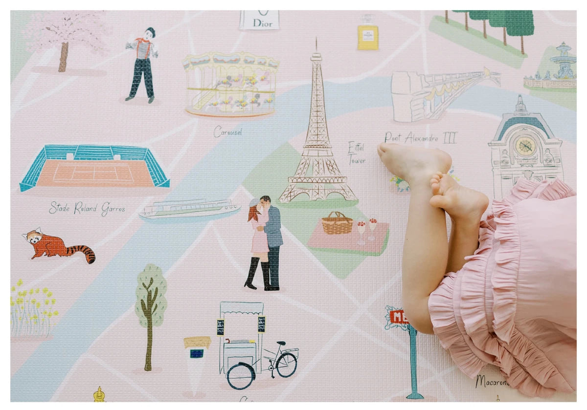 Paris Playmat, City Tour Collection 100% TPU Foam Reversible Mat - LPM Home