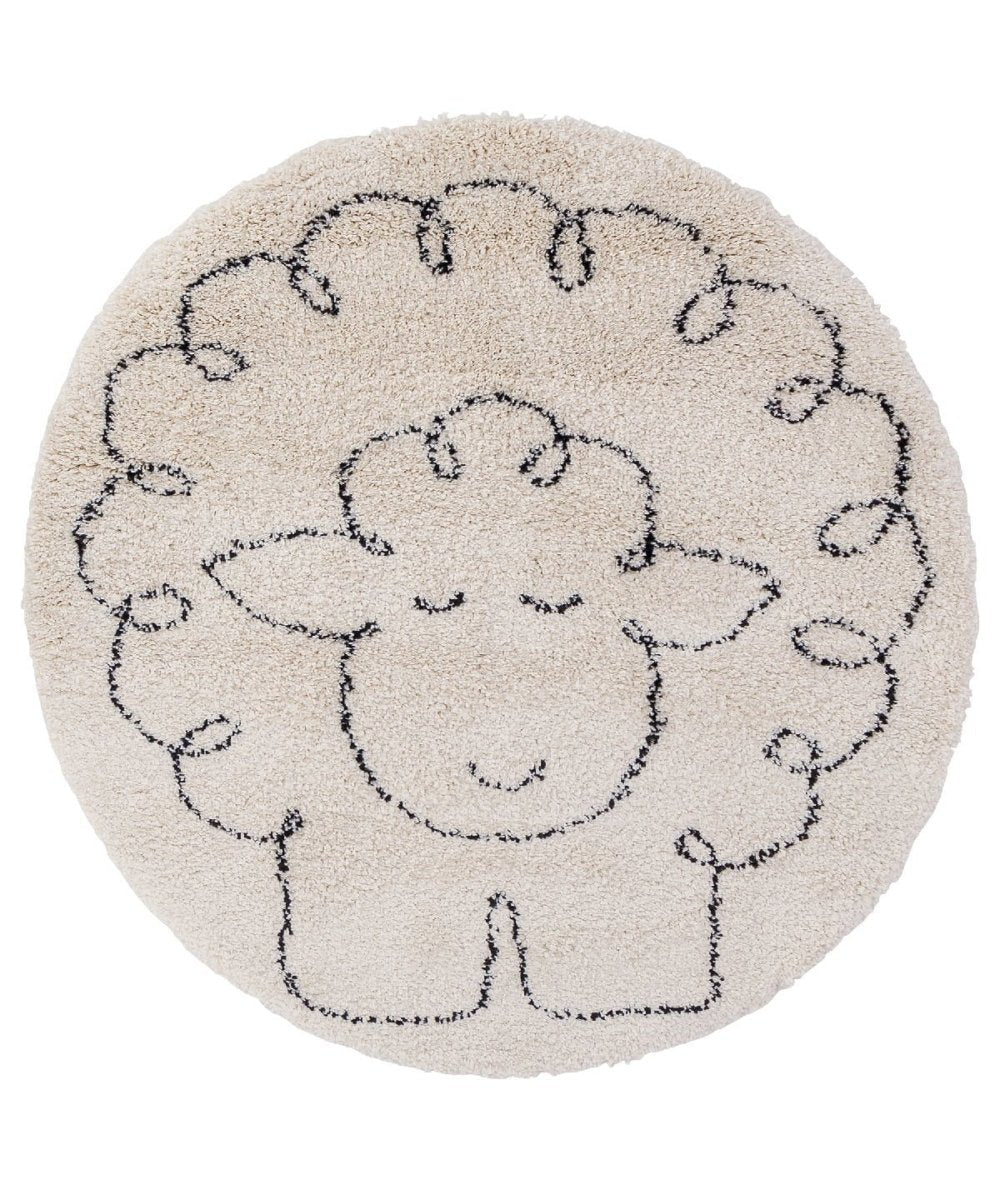 Round Children's Rug, Little Sheep, 120cm - LPM Home