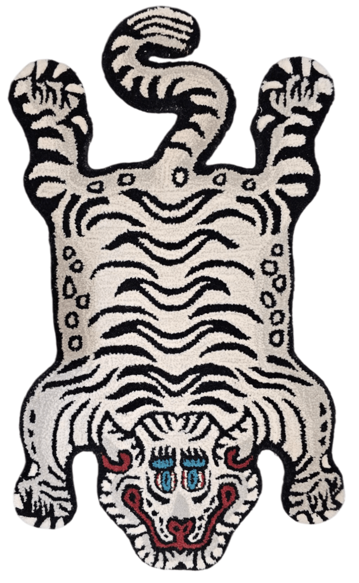 Rug, Tibetan Tiger Mini White & Grey - Le Petit Marché Home Furniture
