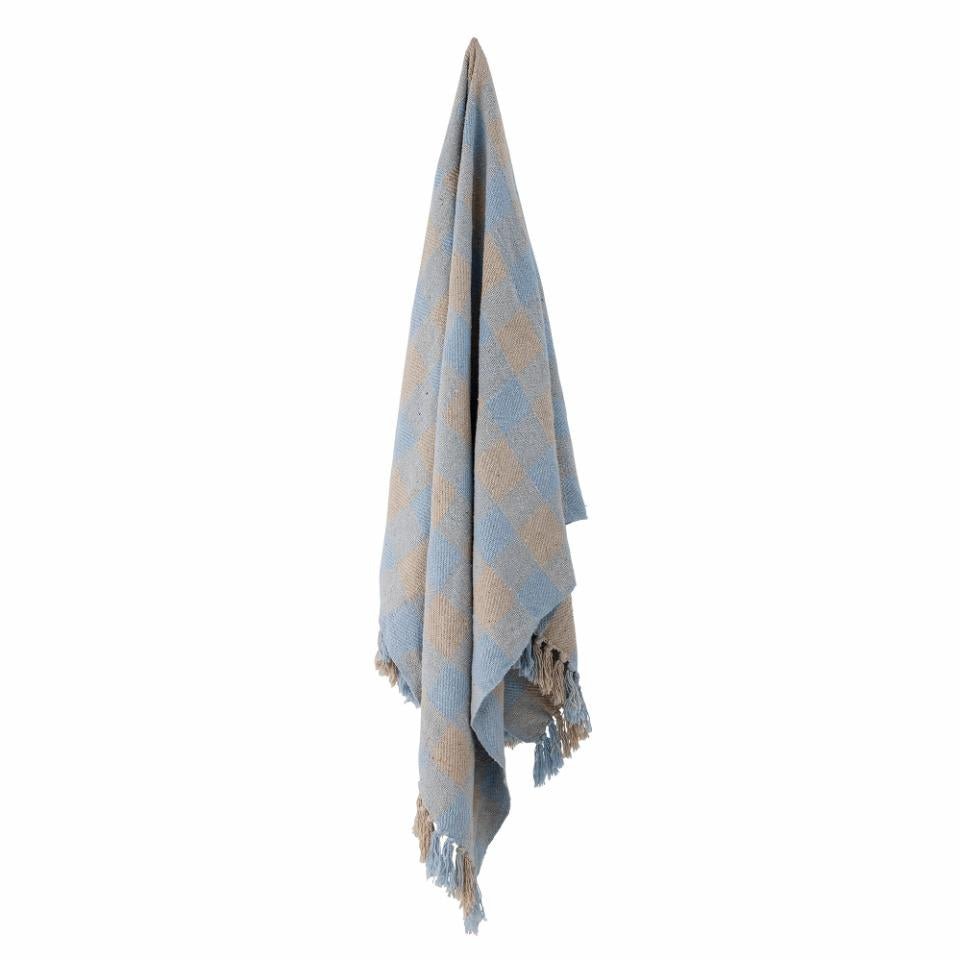 Throw Largs, Blue, Recycled Cotton - Le Petit Marché Home Furniture