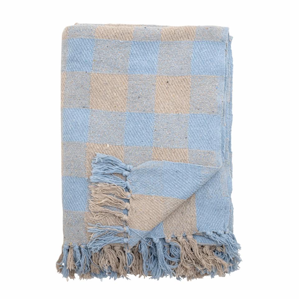 Throw Largs, Blue, Recycled Cotton - Le Petit Marché Home Furniture