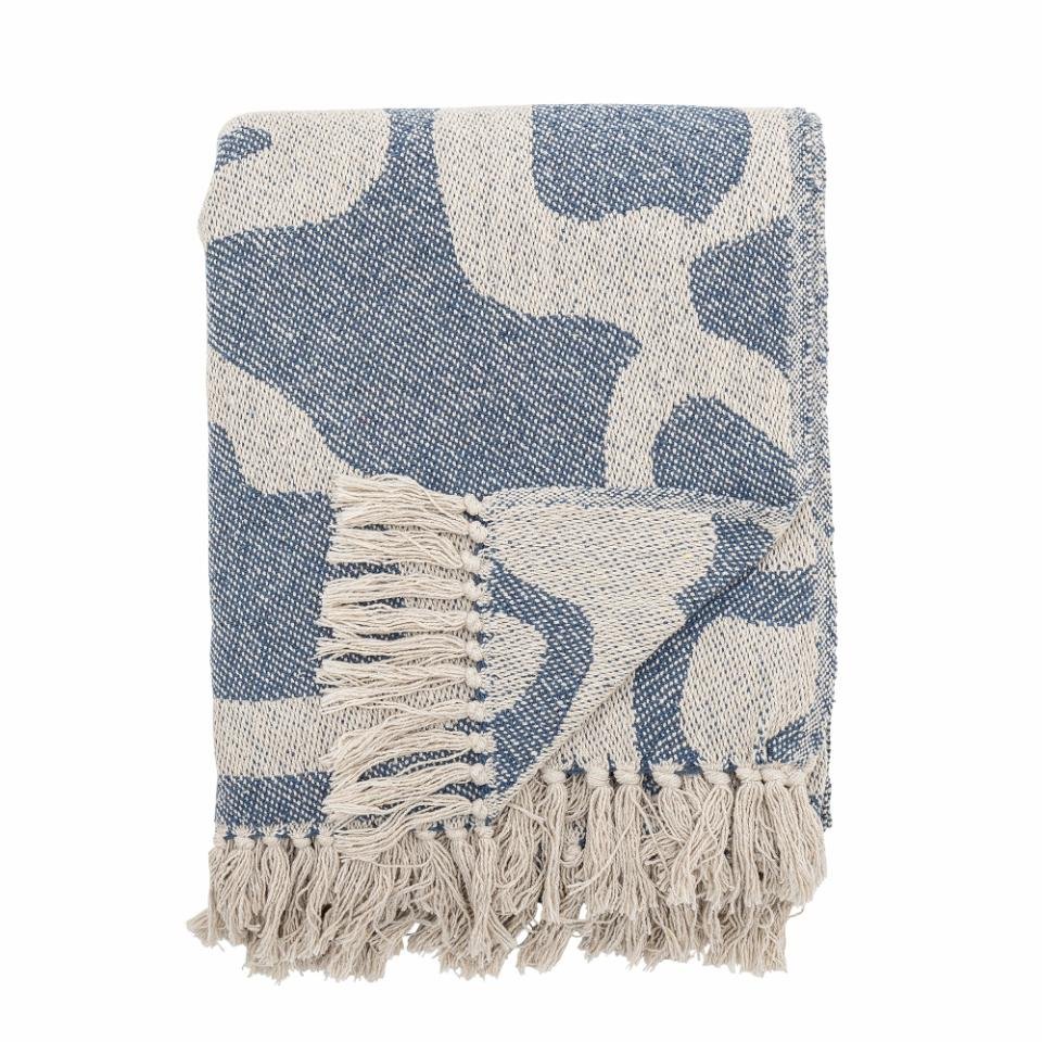 Throw Salobre, Blue, Recycled Cotton - Le Petit Marché Home Furniture
