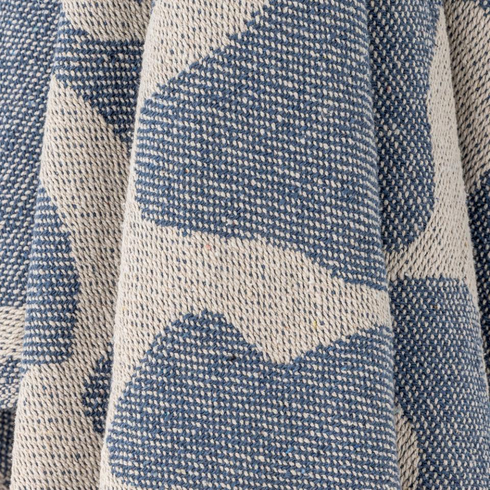 Throw Salobre, Blue, Recycled Cotton - Le Petit Marché Home Furniture