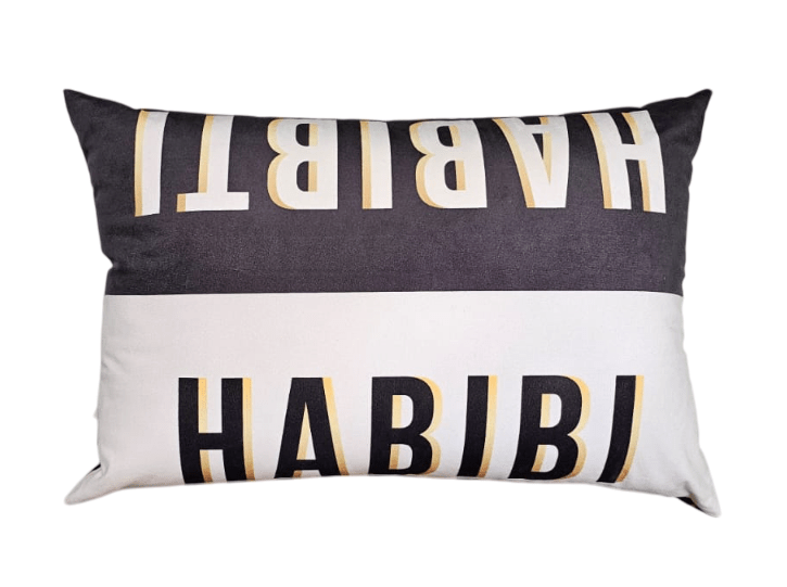 Velvet Cushion, Habibi - Habibti Printed - Le Petit Marché Home Furniture