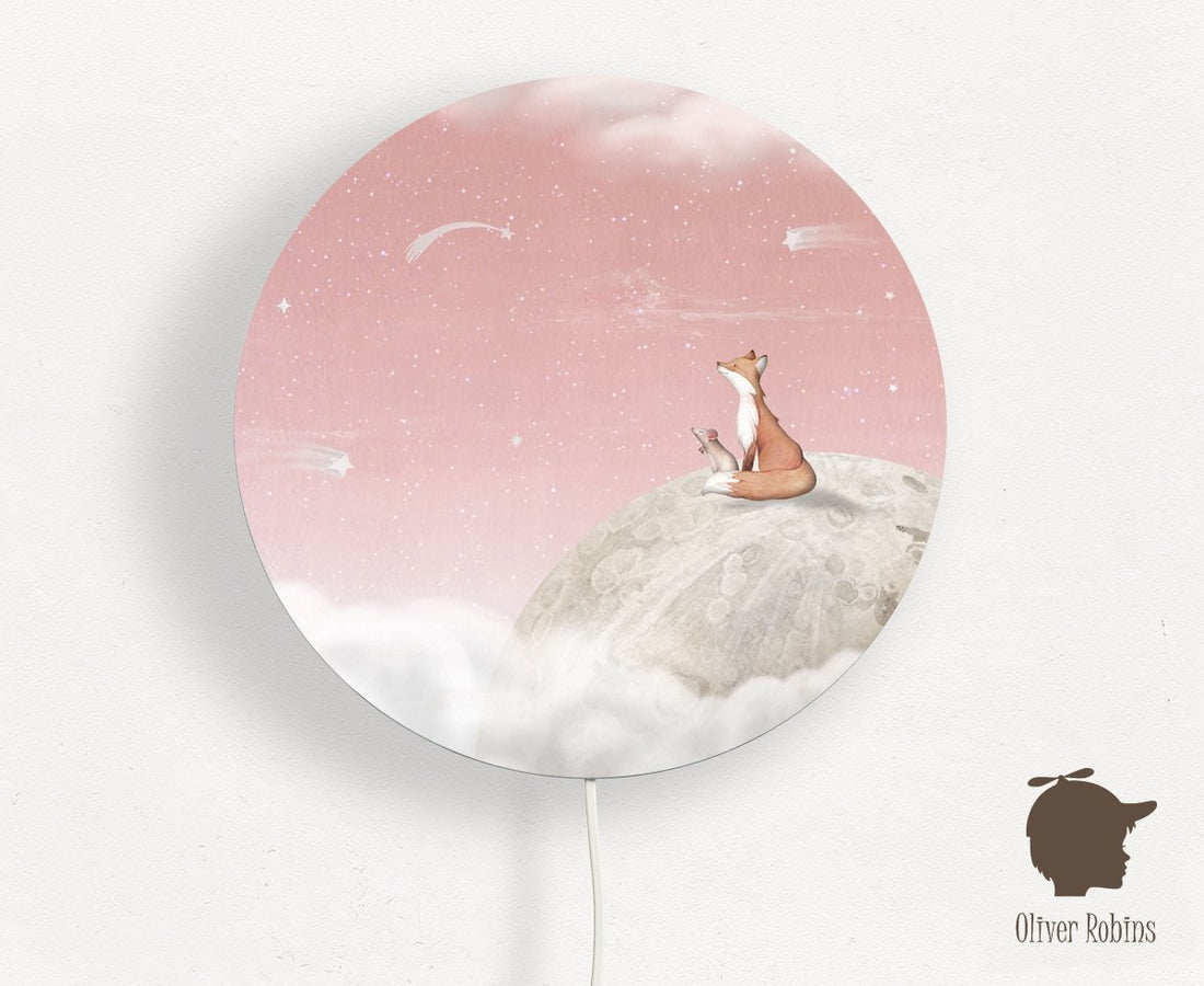 Wall Lamp, Fox on the Moon Pink (Pre - Order) - LPM Home