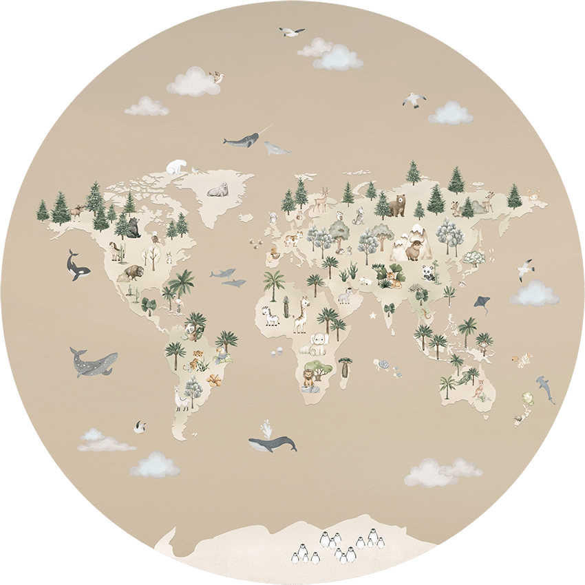 Wallpaper - Animal Atlas Brown - Circle (Pre - Order) - LPM Home