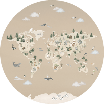 Wallpaper - Animal Atlas Brown - Circle (Pre - Order) - LPM Home