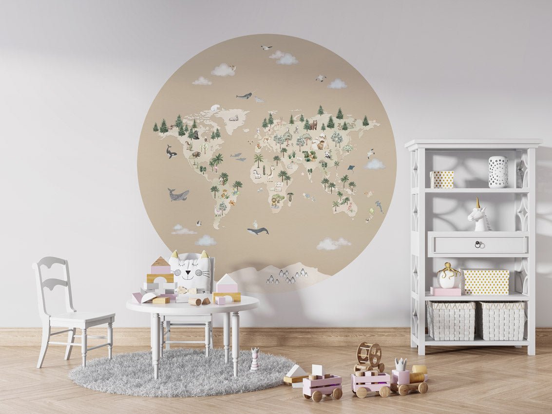 Wallpaper - Animal Atlas Brown - Circle (Pre - Order) - LPM Home