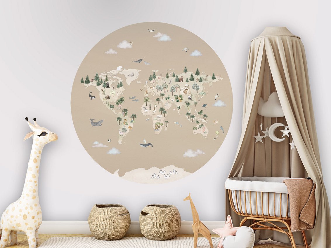 Wallpaper - Animal Atlas Brown - Circle (Pre - Order) - LPM Home